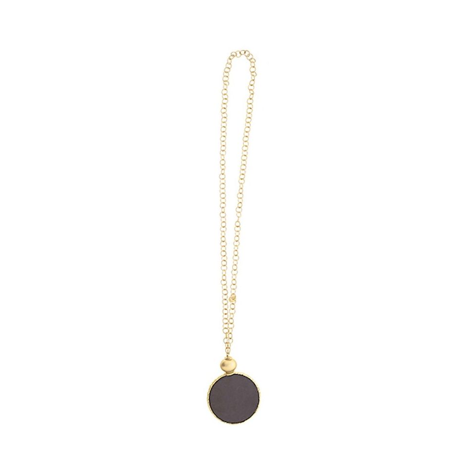 COLLAR LARGO CADENA COLGANTE MEDALLA FORRADA