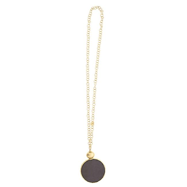 COLLAR LARGO CADENA COLGANTE MEDALLA FORRADA