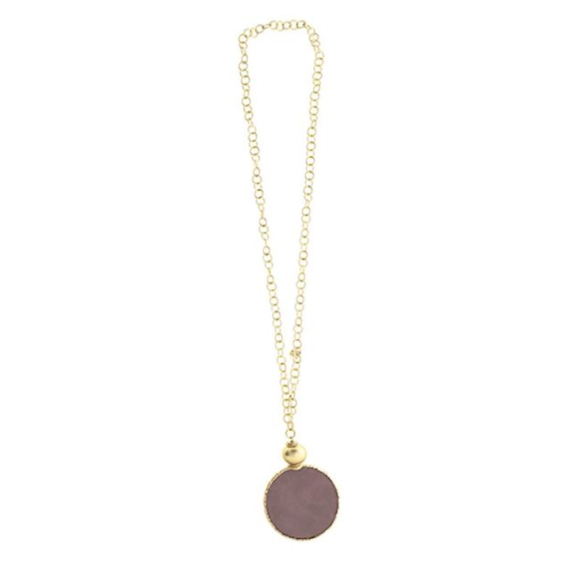 LONG NECKLACE WITH LINED MEDAL PENDANT CHAIN