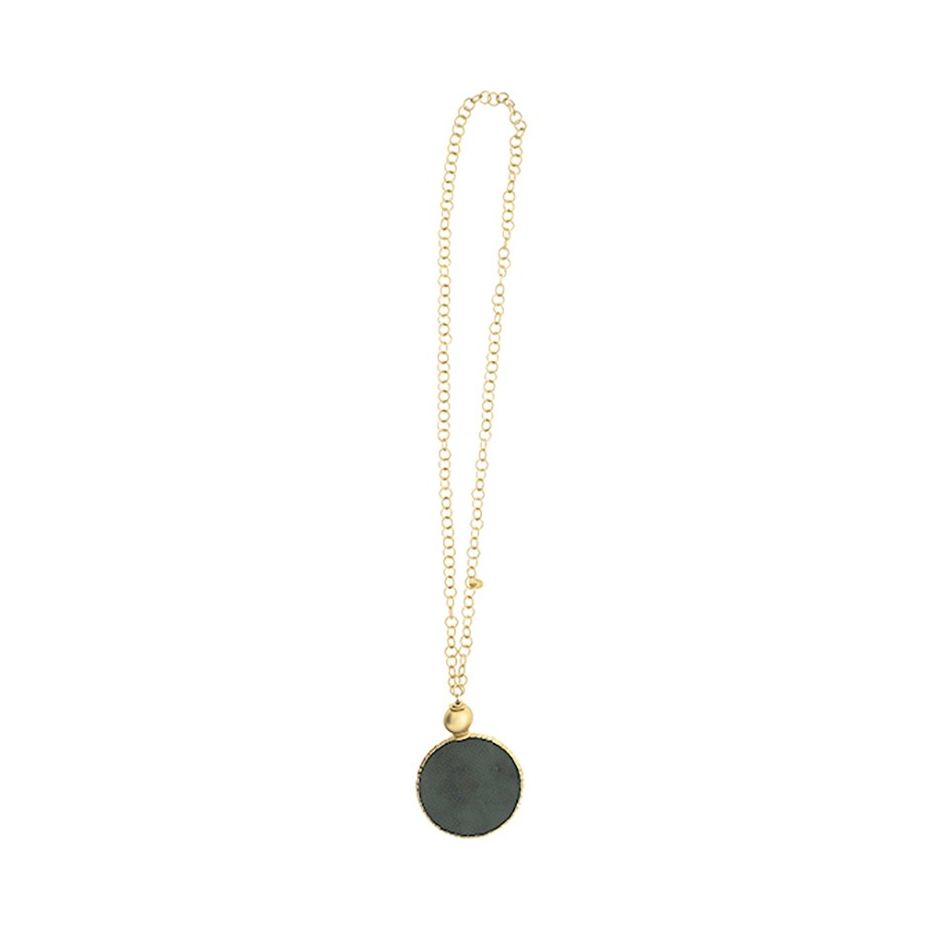 COLLAR LARGO CADENA COLGANTE MEDALLA FORRADA