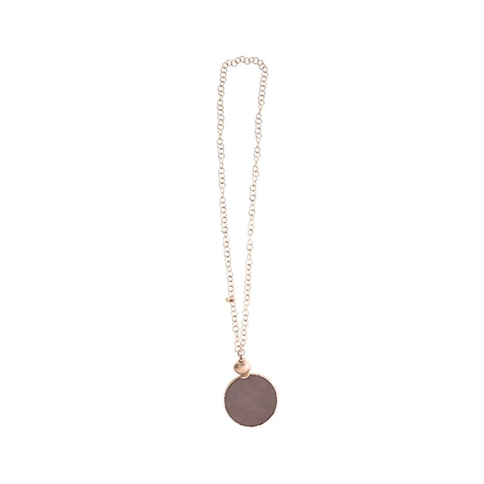 LONG NECKLACE WITH LINED MEDAL PENDANT CHAIN
