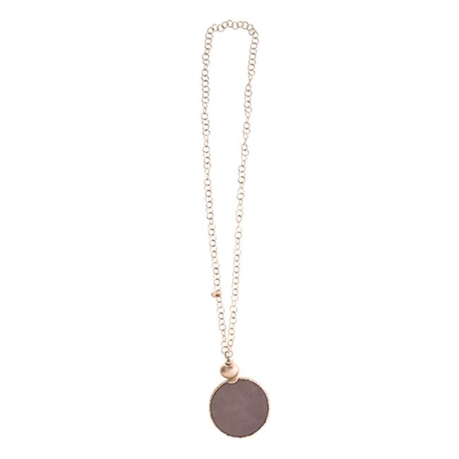 COLLAR LARGO CADENA COLGANTE MEDALLA FORRADA