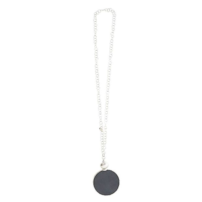 LONG NECKLACE WITH LINED MEDAL PENDANT CHAIN