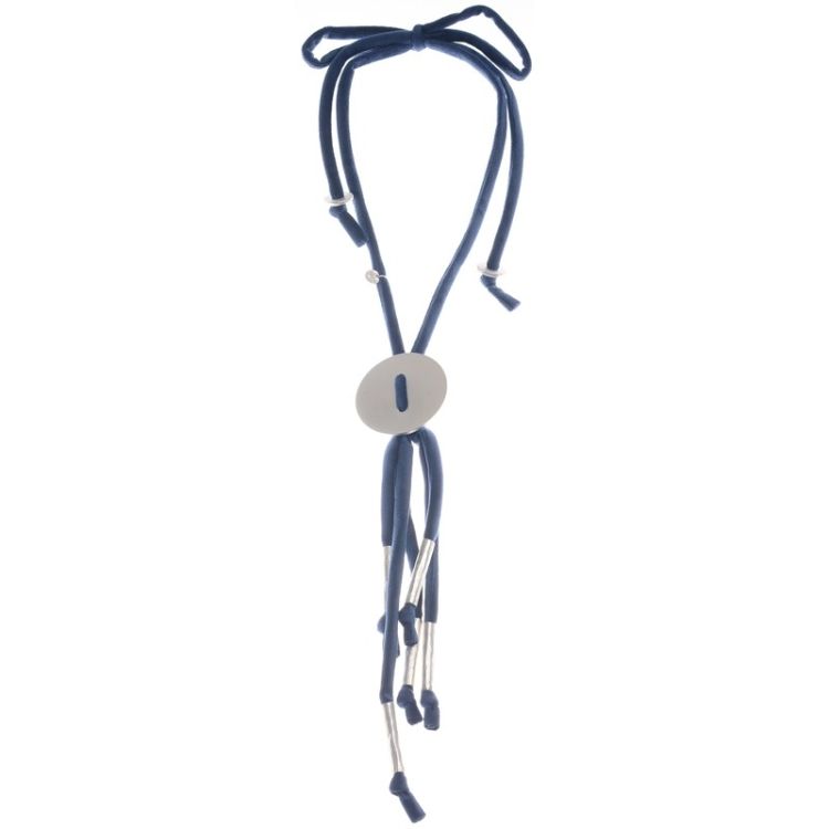 LONG VELVET NECKLACE IMITATION LEATHER PENDANT WITH METALS 2