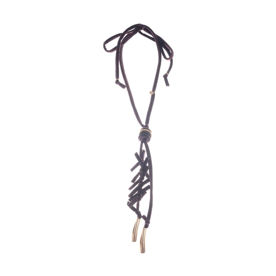 COLLAR LARGO TERCIOPELO TRENZADO COLGANTE METAL