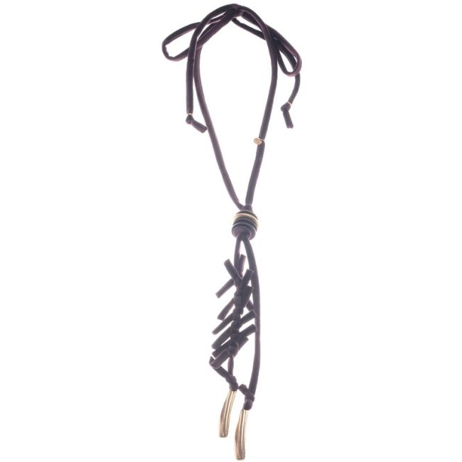COLLAR LARGO TERCIOPELO TRENZADO COLGANTE METAL