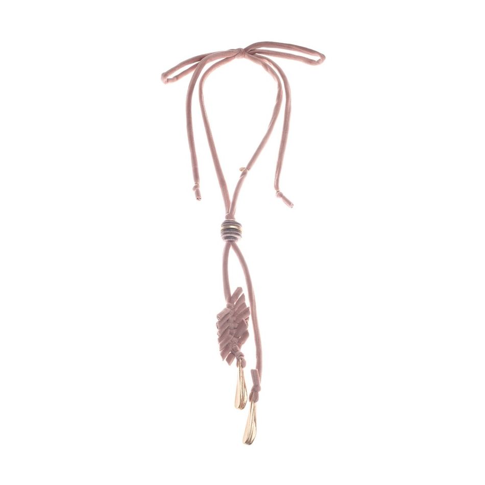 COLLAR LARGO TERCIOPELO TRENZADO COLGANTE METAL