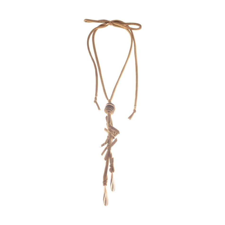 COLLAR LARGO TERCIOPELO TRENZADO COLGANTE METAL