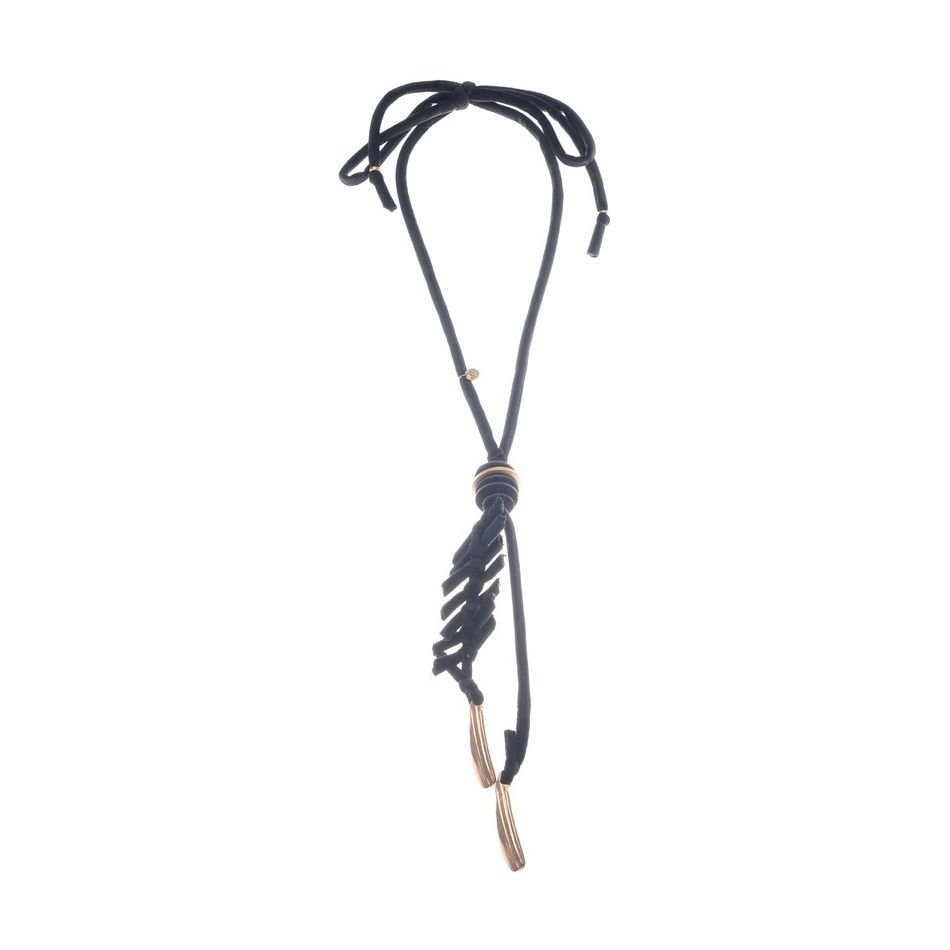 COLLAR LARGO TERCIOPELO TRENZADO COLGANTE METAL