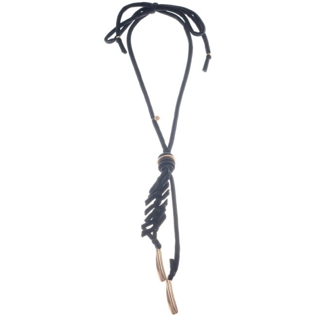 COLLAR LARGO TERCIOPELO TRENZADO COLGANTE METAL