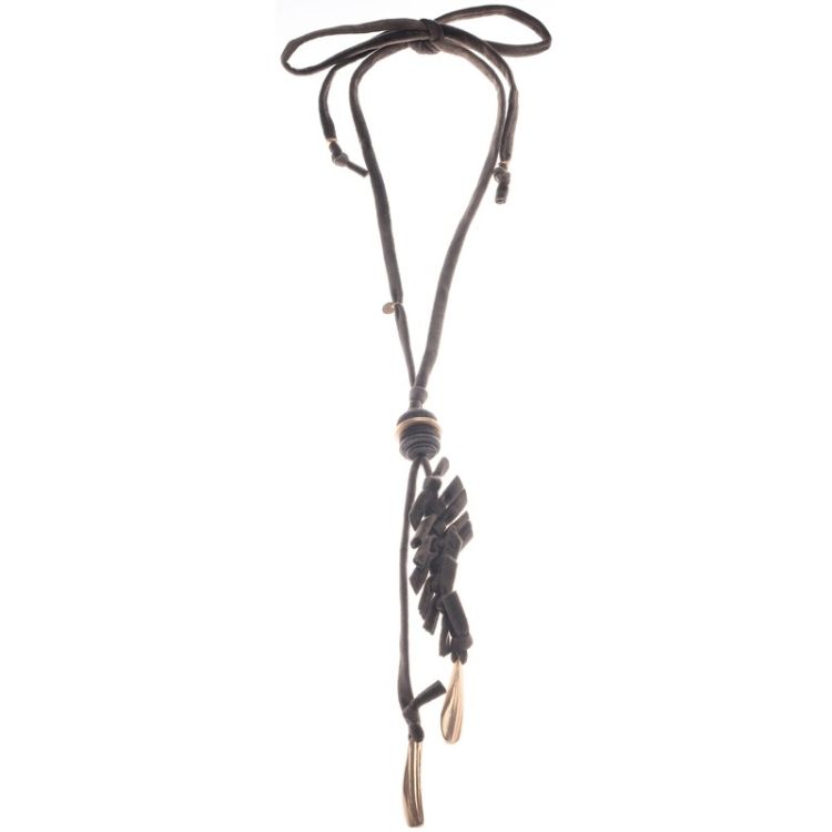 COLLAR LARGO TERCIOPELO TRENZADO COLGANTE METAL 2