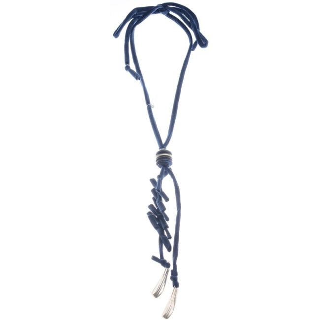 COLLAR LARGO TERCIOPELO TRENZADO COLGANTE METAL
