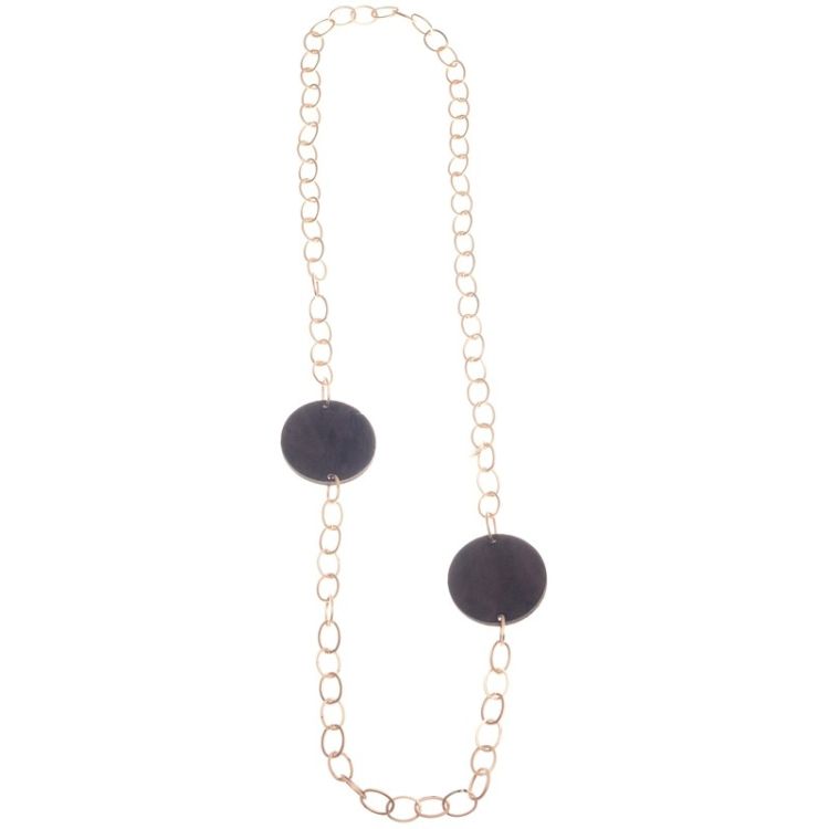 COLLAR LARGO CADENA DOBLE MEDALLA TERCIOPELO