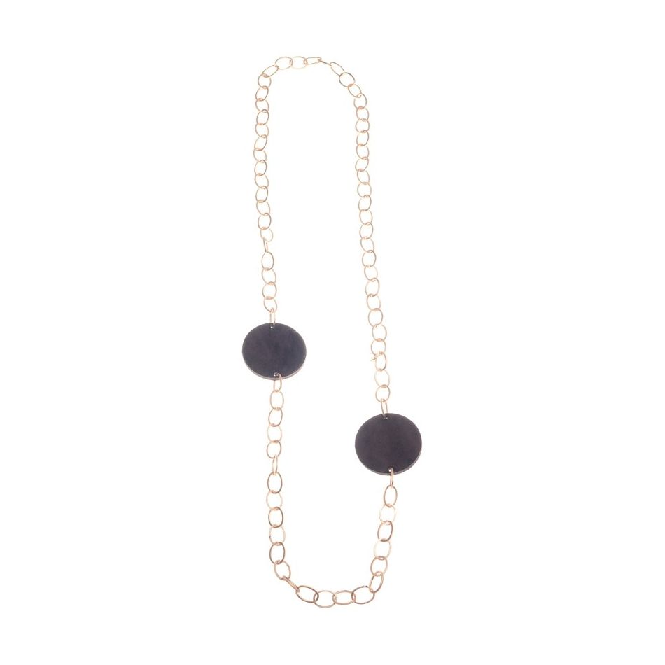 COLLAR LARGO CADENA DOBLE MEDALLA TERCIOPELO