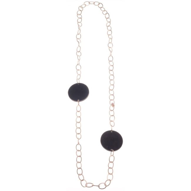DOUBLE MEDAL VELVET LONG CHAIN NECKLACE