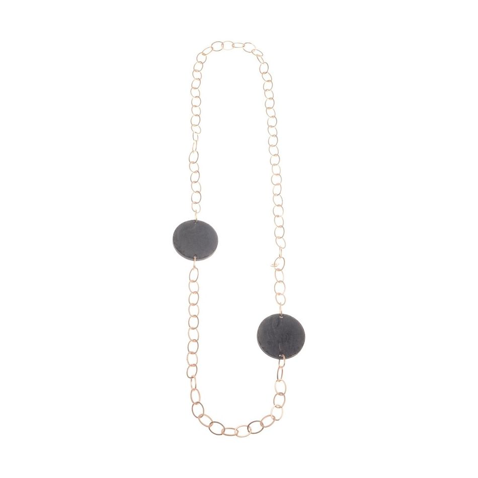 COLLAR LARGO CADENA DOBLE MEDALLA TERCIOPELO