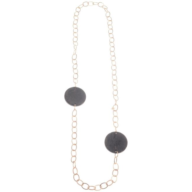 COLLAR LARGO CADENA DOBLE MEDALLA TERCIOPELO