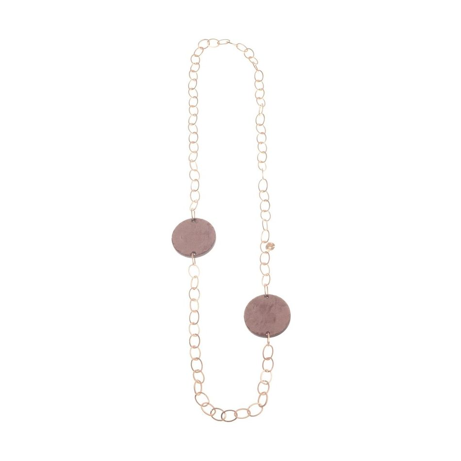 DOUBLE MEDAL VELVET LONG CHAIN NECKLACE
