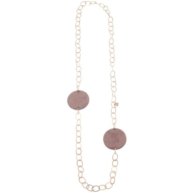 DOUBLE MEDAL VELVET LONG CHAIN NECKLACE