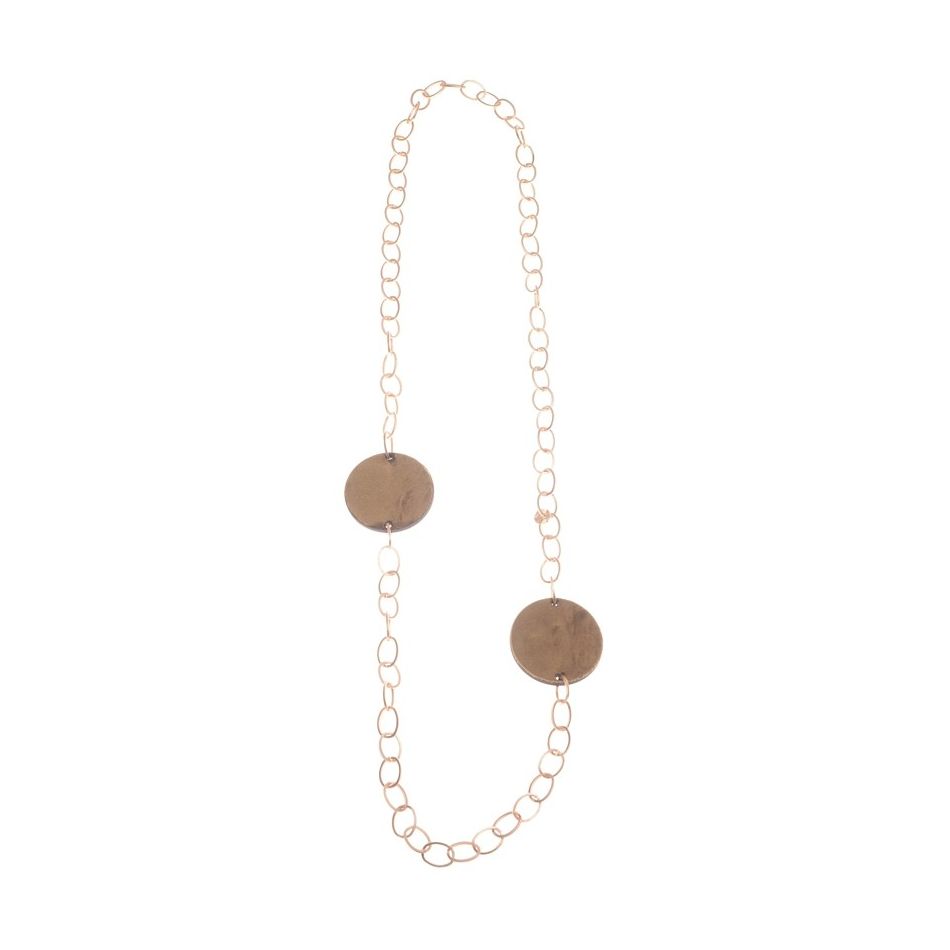DOUBLE MEDAL VELVET LONG CHAIN NECKLACE