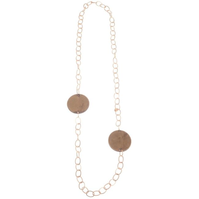 DOUBLE MEDAL VELVET LONG CHAIN NECKLACE