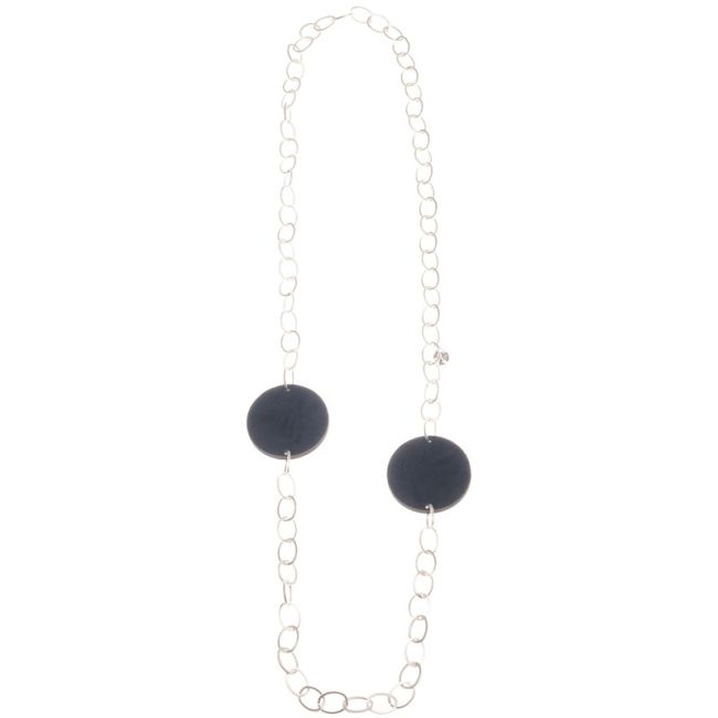 DOUBLE MEDAL VELVET LONG CHAIN NECKLACE