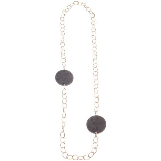 DOUBLE MEDAL VELVET LONG CHAIN NECKLACE