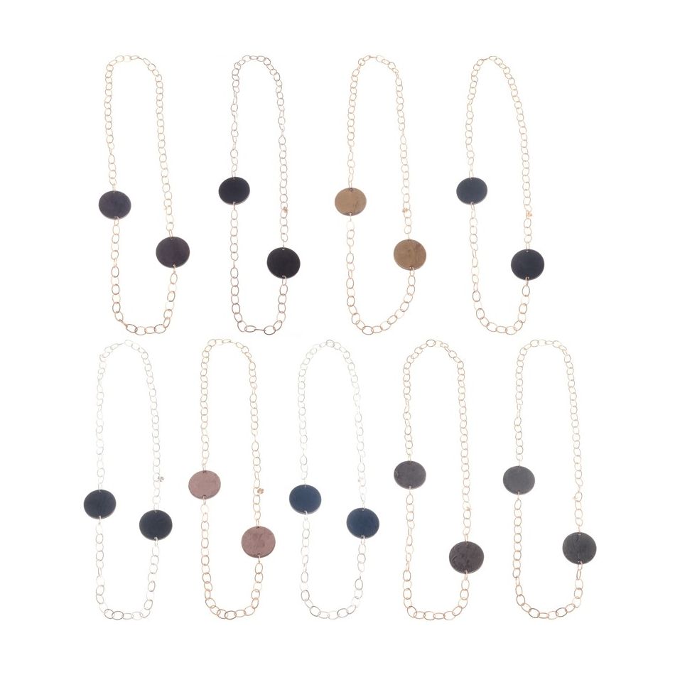 DOUBLE MEDAL VELVET LONG CHAIN NECKLACE