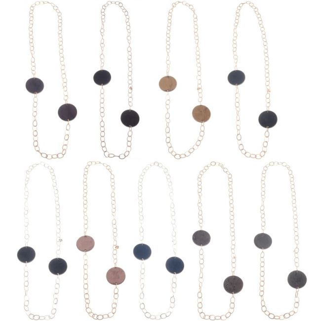 DOUBLE MEDAL VELVET LONG CHAIN NECKLACE