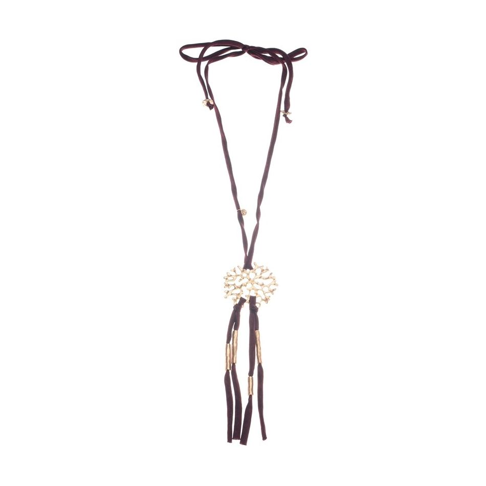 COLLAR LARGO TERCIOPELO COLGANTES METAL