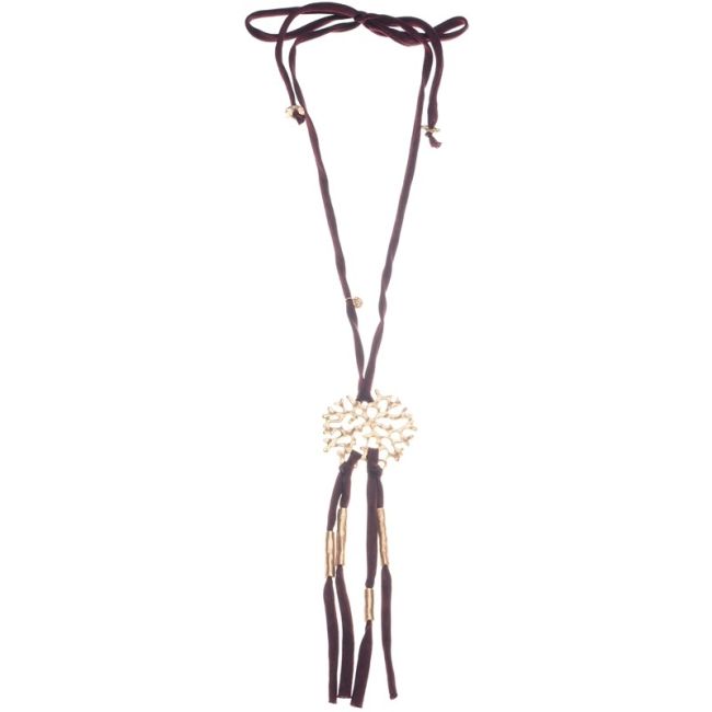 COLLAR LARGO TERCIOPELO COLGANTES METAL