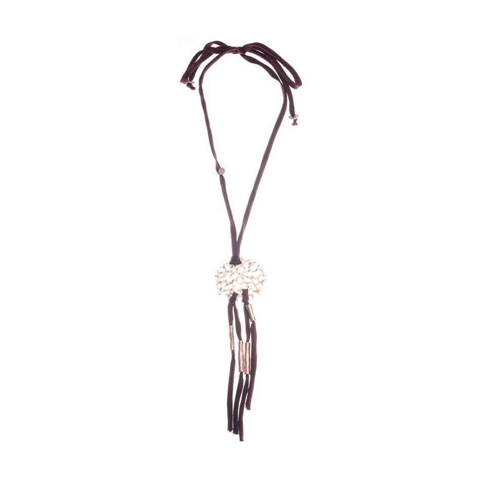 COLLAR LARGO TERCIOPELO COLGANTES METAL