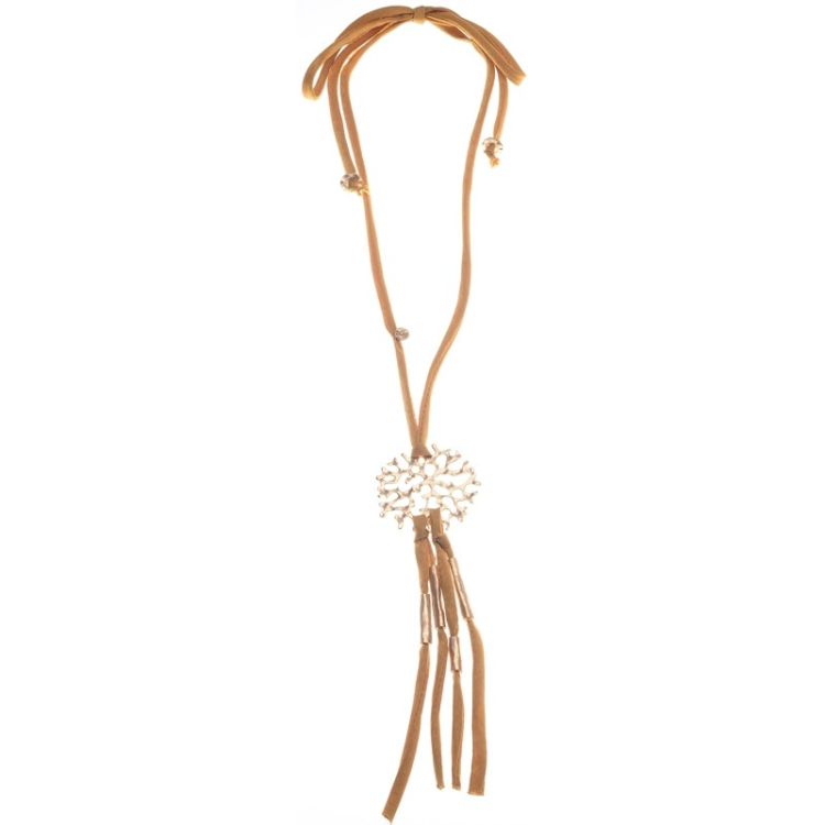 LONG VELVET NECKLACE WITH METAL PENDANTS 2