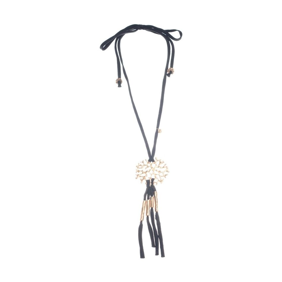 COLLAR LARGO TERCIOPELO COLGANTES METAL