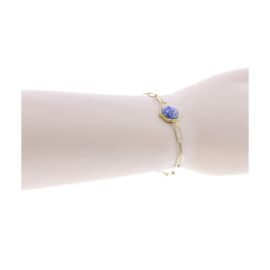 PULSERA ACERO CADENA PIEDRA FACETADA