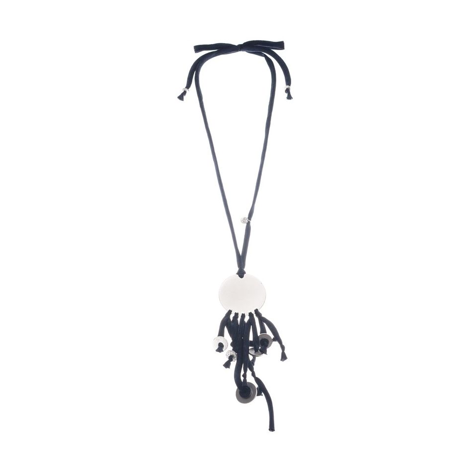LONG METAL MEDALLION PENDANT NECKLACE
