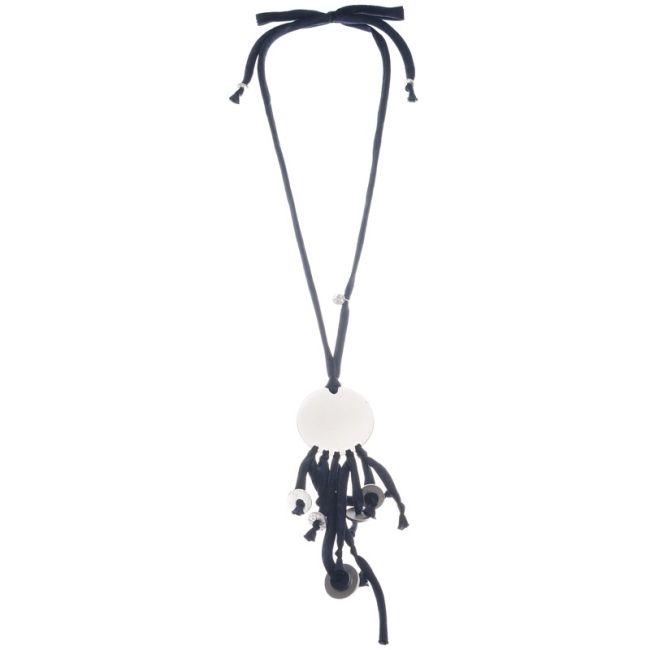 LONG METAL MEDALLION PENDANT NECKLACE