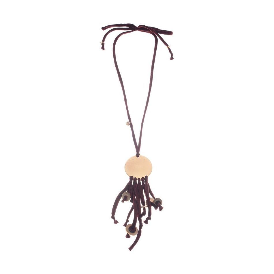 LONG METAL MEDALLION PENDANT NECKLACE