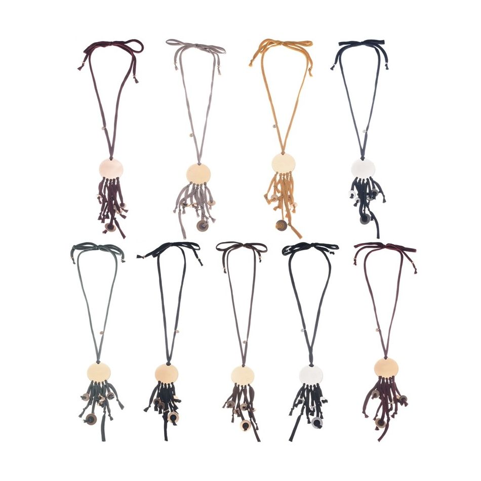 LONG METAL MEDALLION PENDANT NECKLACE