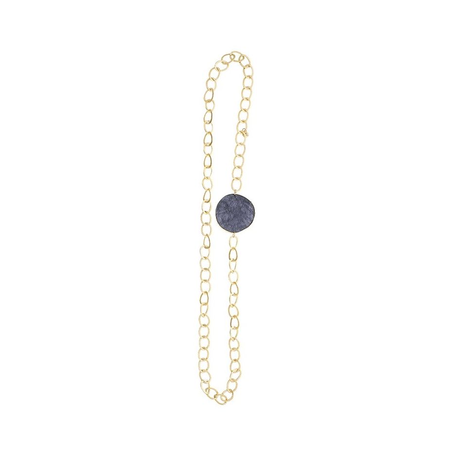 LONG NECKLACE WITH LINED MEDAL CHAIN