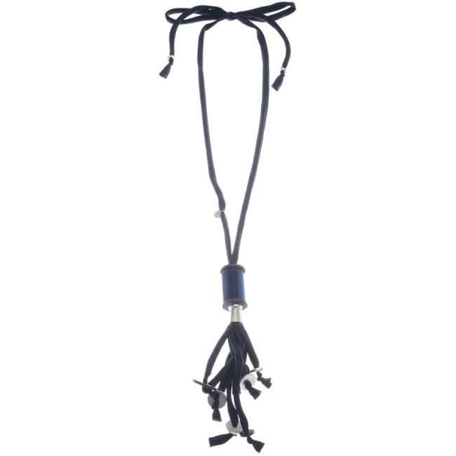 COLLAR LARGO COLGANTE CINLINDRO FLECO