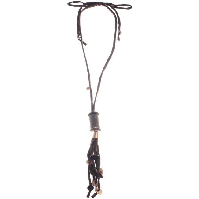 COLLAR LARGO COLGANTE CINLINDRO FLECO