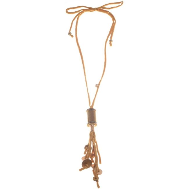 COLLAR LARGO COLGANTE CINLINDRO FLECO