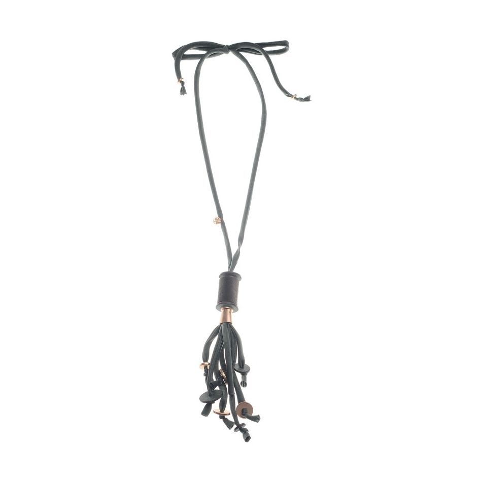 COLLAR LARGO COLGANTE CINLINDRO FLECO