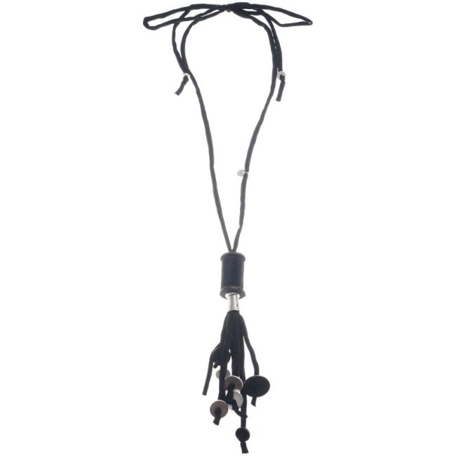 COLLAR LARGO COLGANTE CINLINDRO FLECO