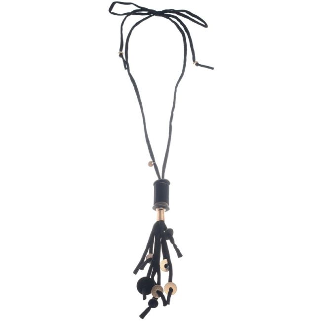 COLLAR LARGO COLGANTE CINLINDRO FLECO