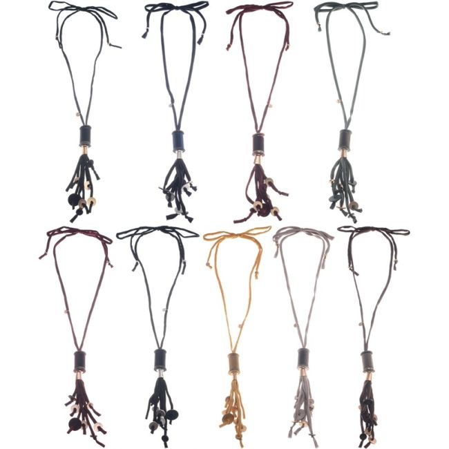 COLLAR LARGO COLGANTE CINLINDRO FLECO