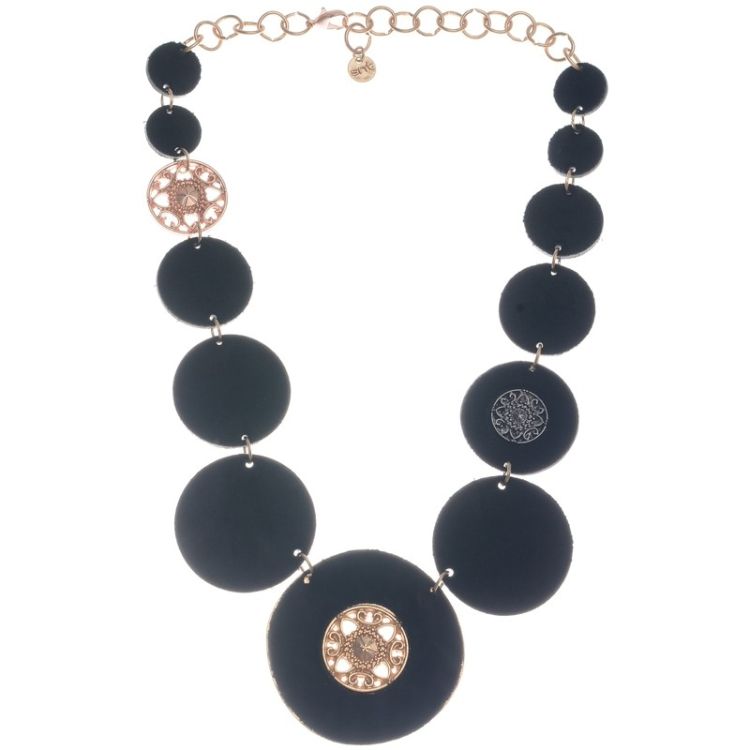 METAL LEATHER MEDALS SHORT NECKLACE 2