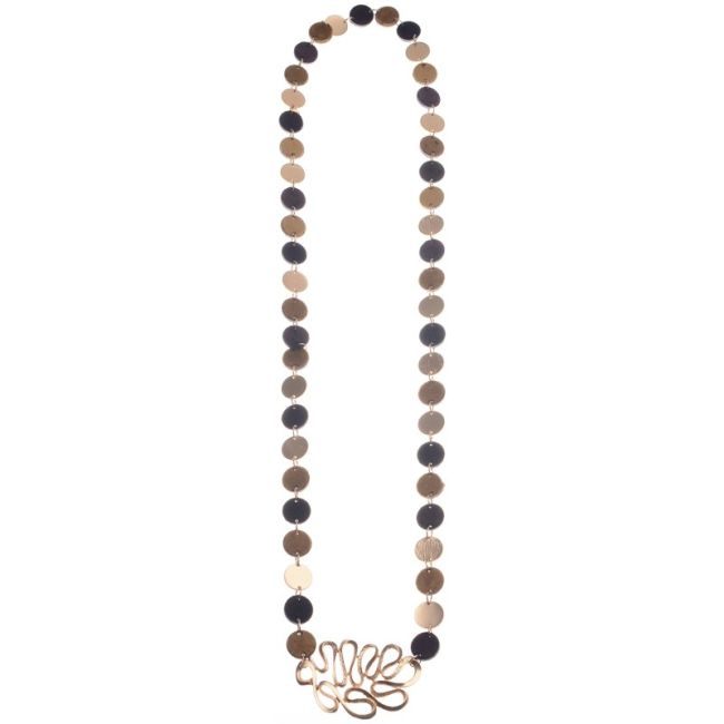 COLLAR LARGO MEDALLA METAL CUERO