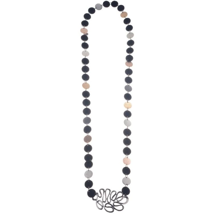 METAL LEATHER MEDAL LONG NECKLACE 2